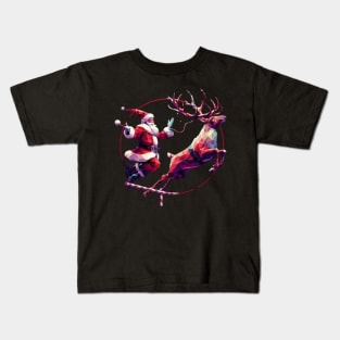 Christmas Santa and  Reindeer Kids T-Shirt